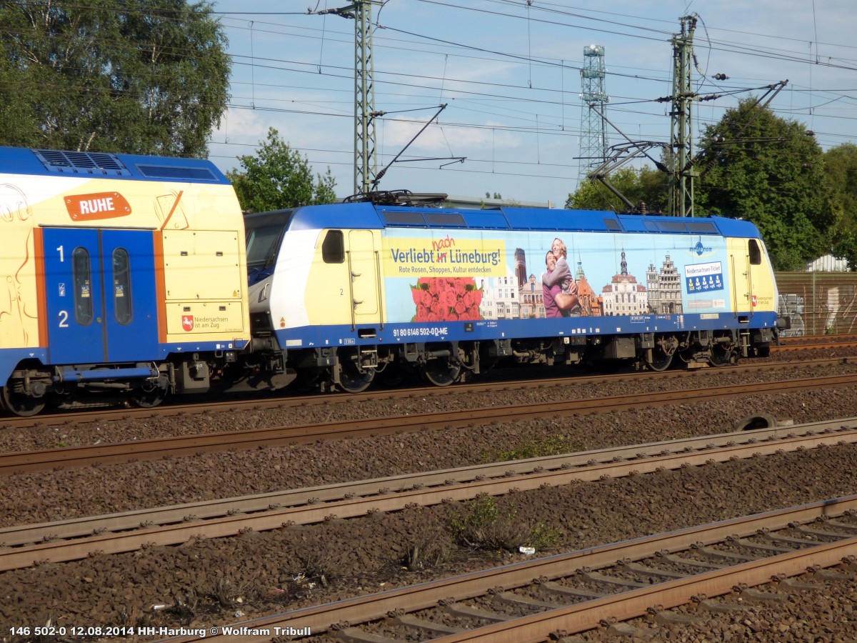 146 502-0 mit dem Taufnamen Lneburg aufgenommen am 12.08.2014 im Bahnhof Hamburg-Harburg