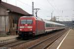 101 014-9 mit dem IC 2270  Schwarzwald  von Konstanz nach Greifswald aufgenommen am 09.04.2012 im Bahnhof St. Georgen (Schwarzwald)