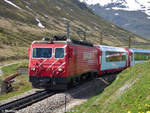 106/593373/hge-44-ii---106-der HGe 4/4 II - 106 der Matterhorn-Gotthard-Bahn mit dem Glacier Express von Zermatt nach St. Moritz aufgenommen am 04.06.2015 zwischen Andermatt und dem Oberalppass