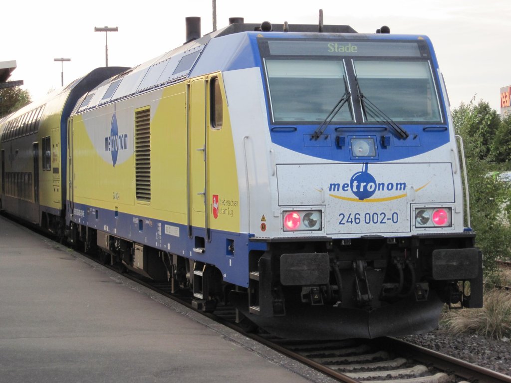 246 002-0 als metronom mit dem Taufnamen Buxtehude von Cuxhaven nach Stade aufgenommen am 14.08.2009
