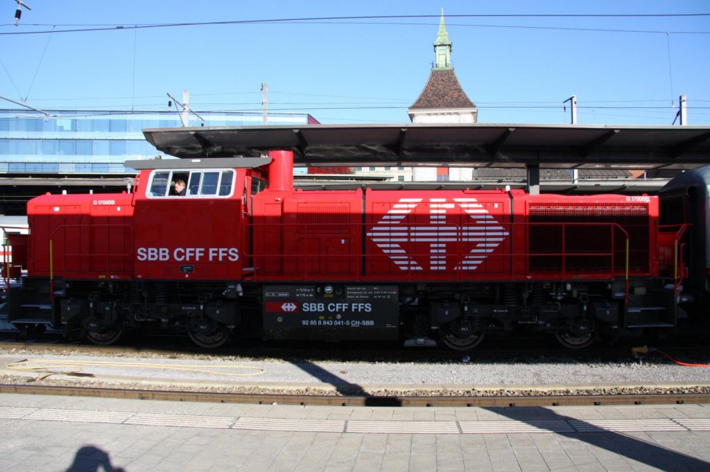 Die Am 843 041-5 bei Rangierarbeiten im Bahnhof von Basel SBB aufgenommen am 03.01.2010