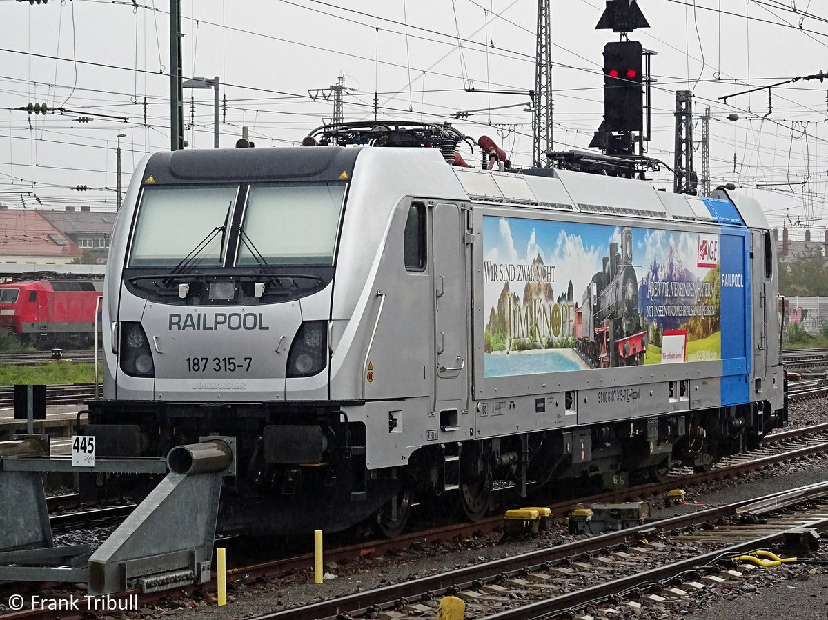 187 315-7 von Railpool aufgenommen am 27.09.2019 in Karlsruhe Hbf