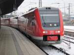 Die 612 087-7 als Doppeltraktion mit 612 650-2 auf den Weg nach Oberstdorf im Ulmer Hbf aufgenommen am 21.12.2009