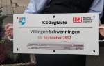 Bei der ICE-Zugtaufe auf den Namen Villingen-Schwenningen aufgenommen im Bahnhof Villingen am 15.09.2012